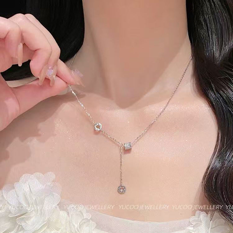 Women's Sier Lucky Beads Bowknot Clavicle Chain Light Luxury Minority High-grade Necklace