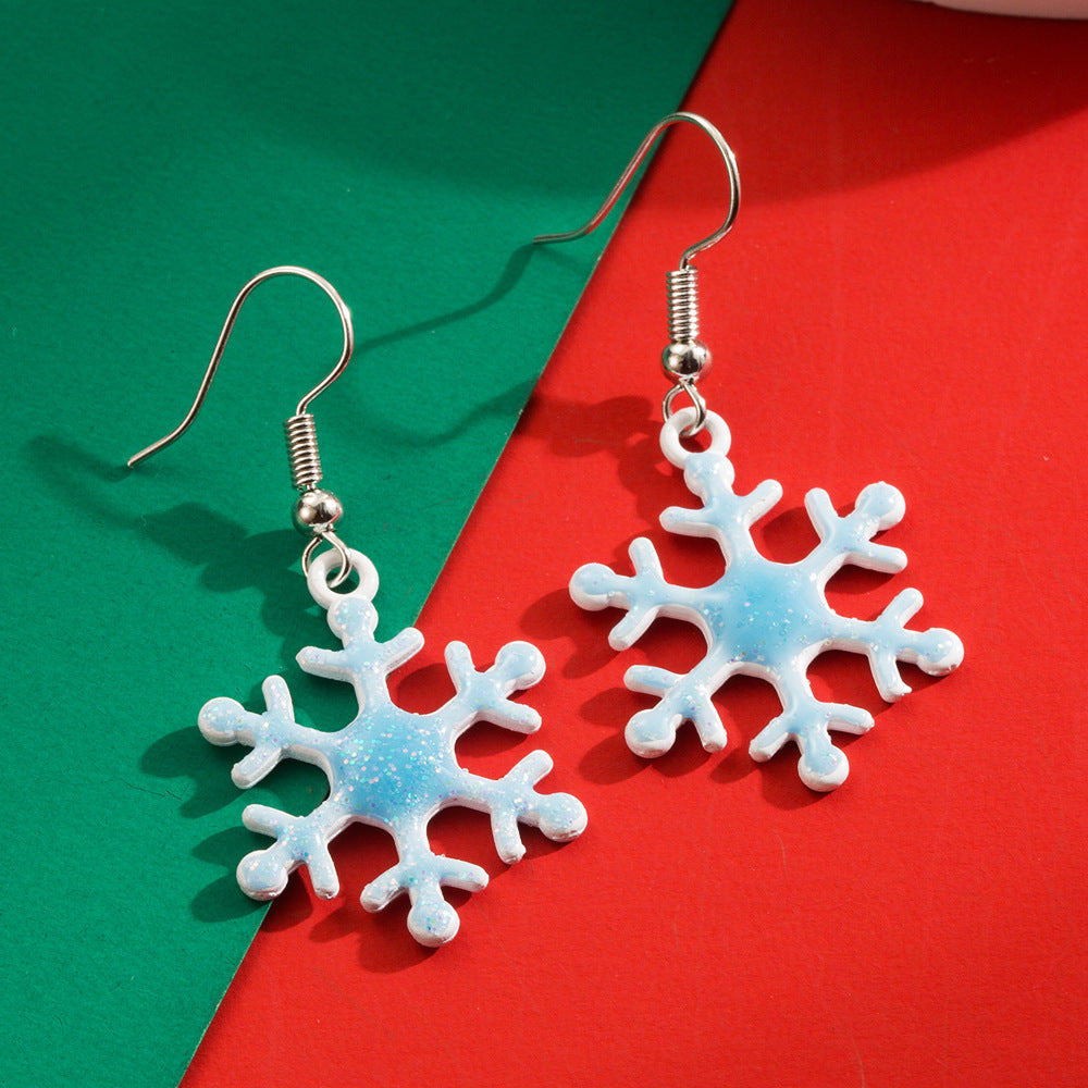 Women's Hollow Snowflake Bow Drop Oil Ear Earrings