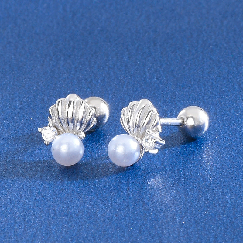 Korean Style Small Ear Bone Starfish Shell Twist Screw Earrings
