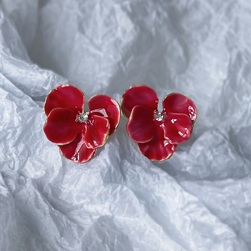 French Retro Petal Ear Accessory High Earrings