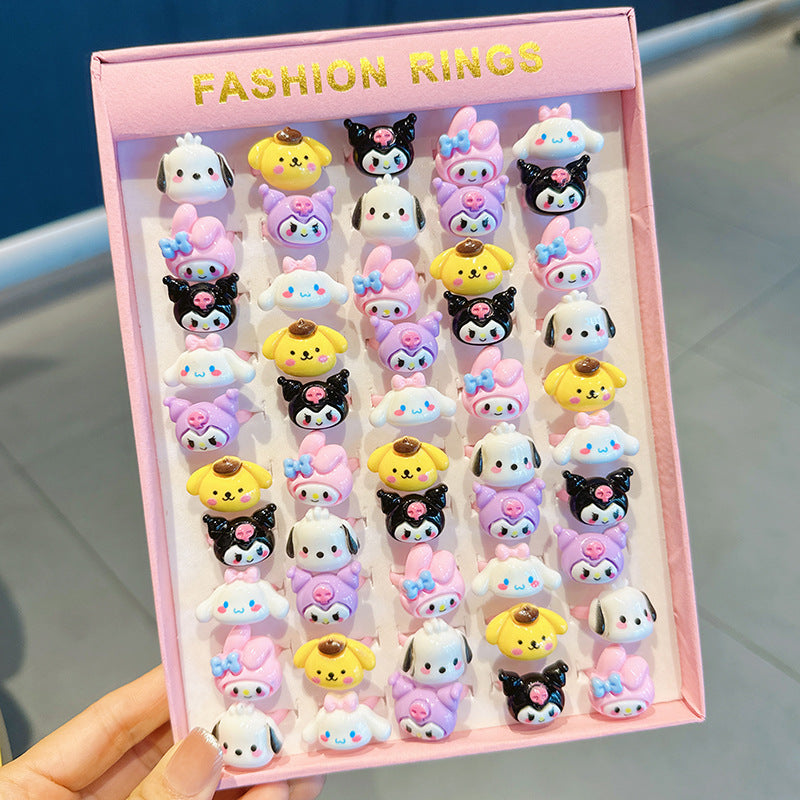 Children's Cartoon Nostalgic Frosted Texture Plastic Kindergarten Rings