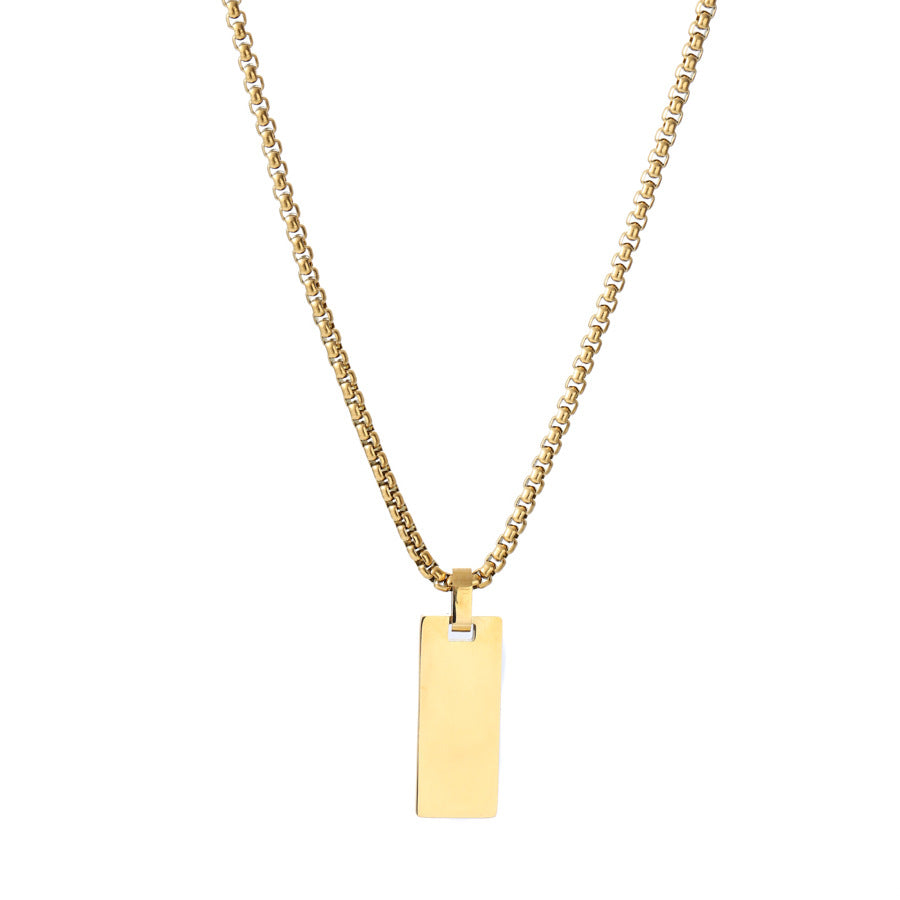 Stainless Steel Rectangular Square Pearl Personality Necklaces