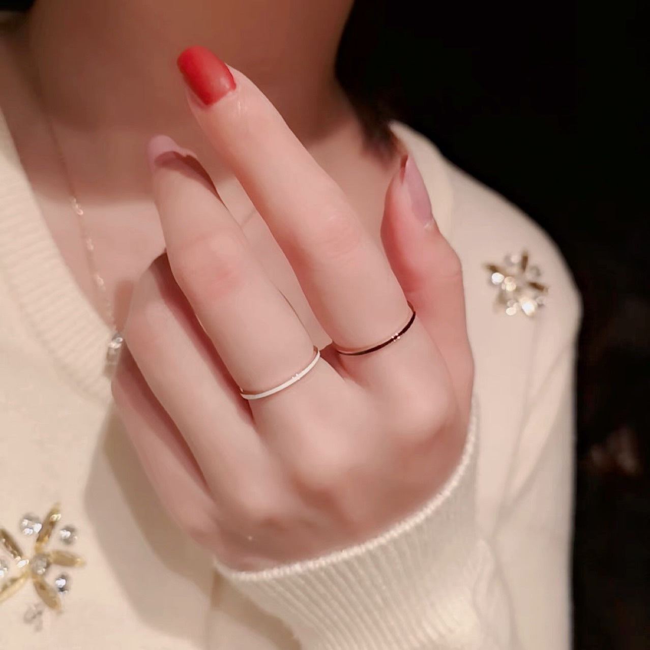 Titanium Steel Color Retaining Extremely Fine Index Finger Female Rings