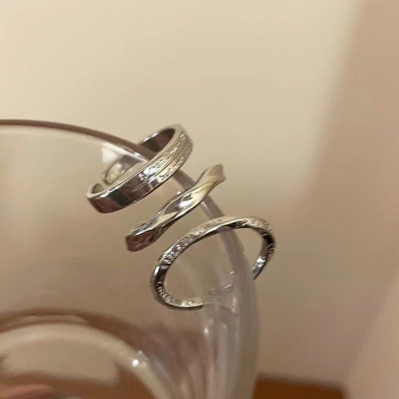 Pigment Three-piece Set Female Cold Wind Simple Rings
