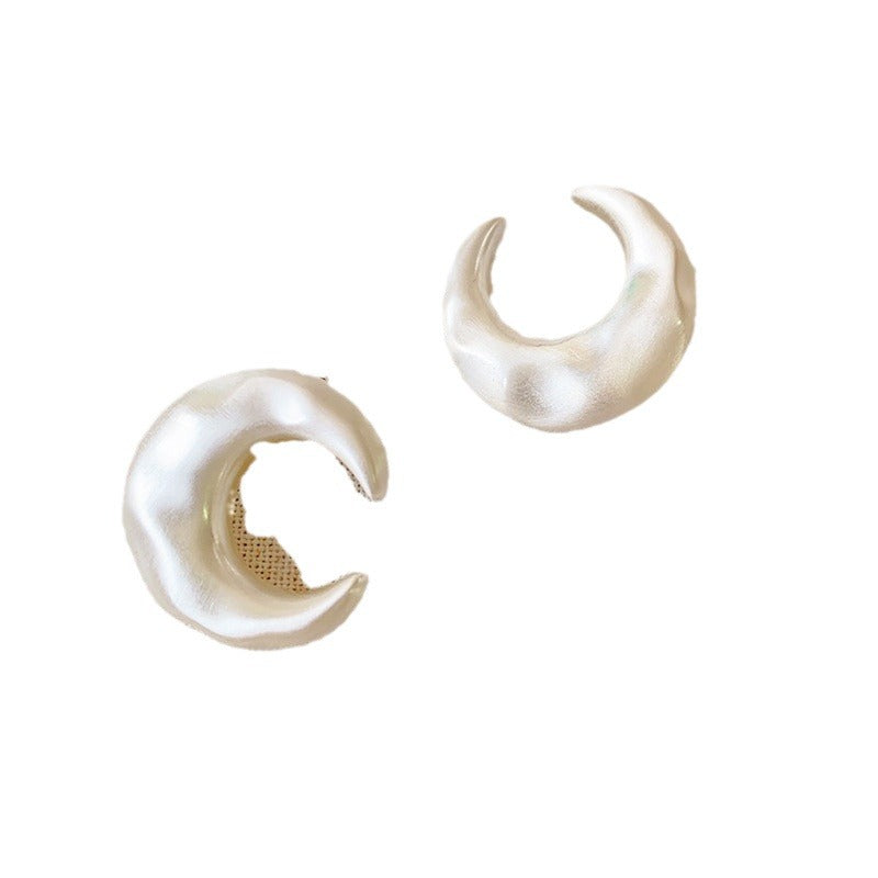 Brushed Crescent Shape Exaggerated Cold Style Earrings