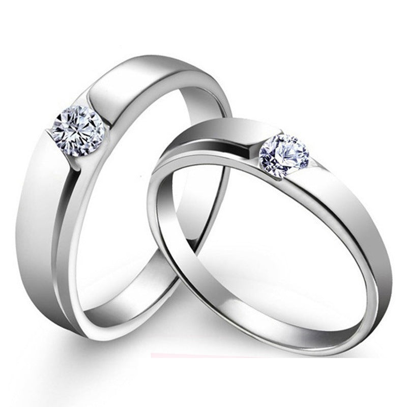Ornament Open Couple Female Korean Style Zircon Wedding Rings