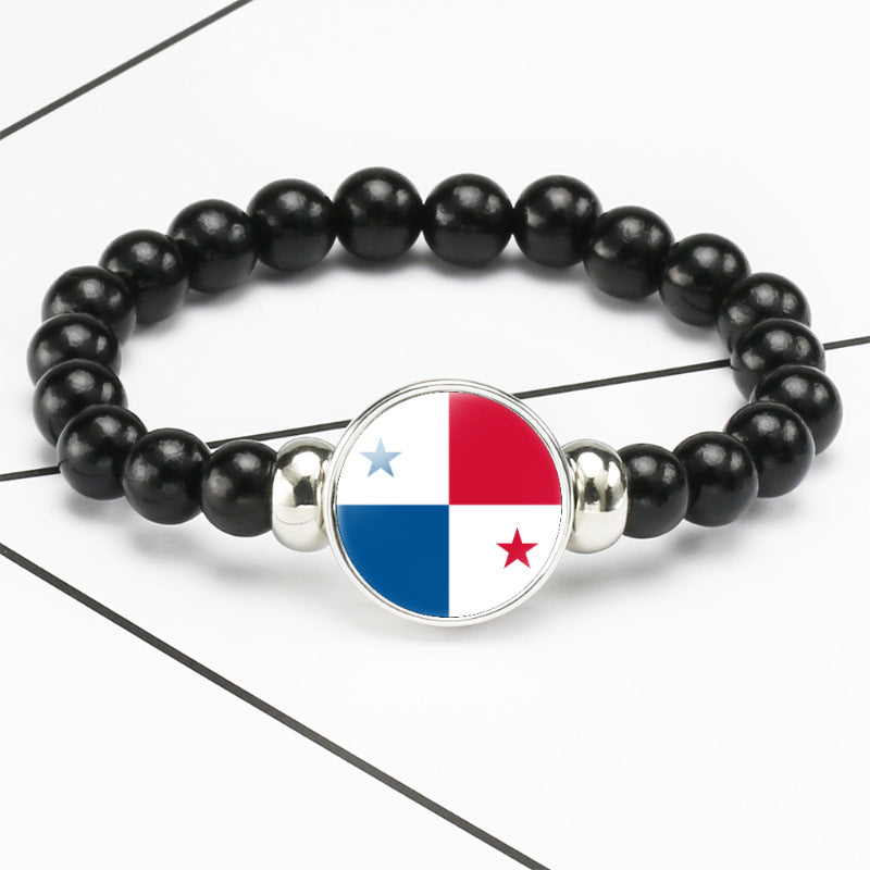 Pattern Time Stone Black Elastic String Bracelets
