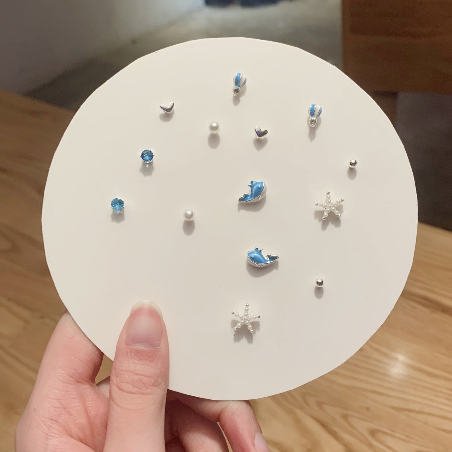 Pair Pack Sier Suit Cute Sweet Earrings