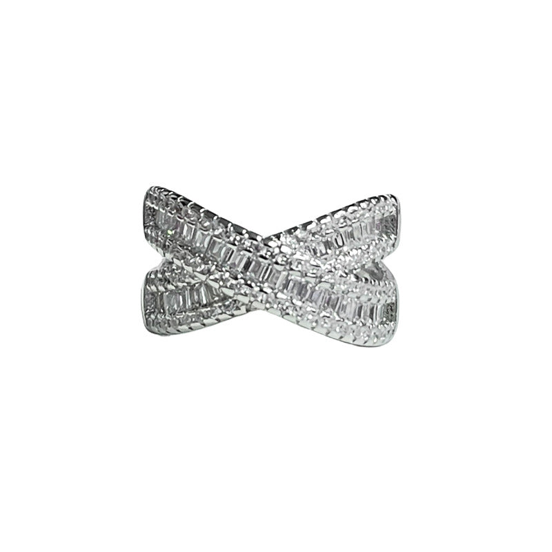 Full Diamond Open-end Zircon Female High Sense Niche Personality Rings