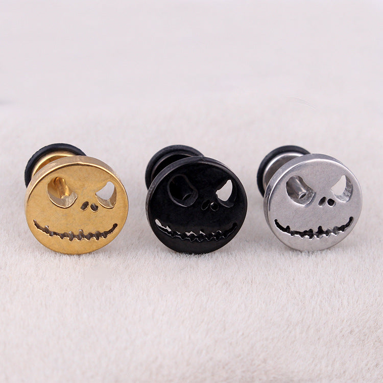Pumpkin Ghost Head Halloween Skull Titanium Steel Ear Earrings