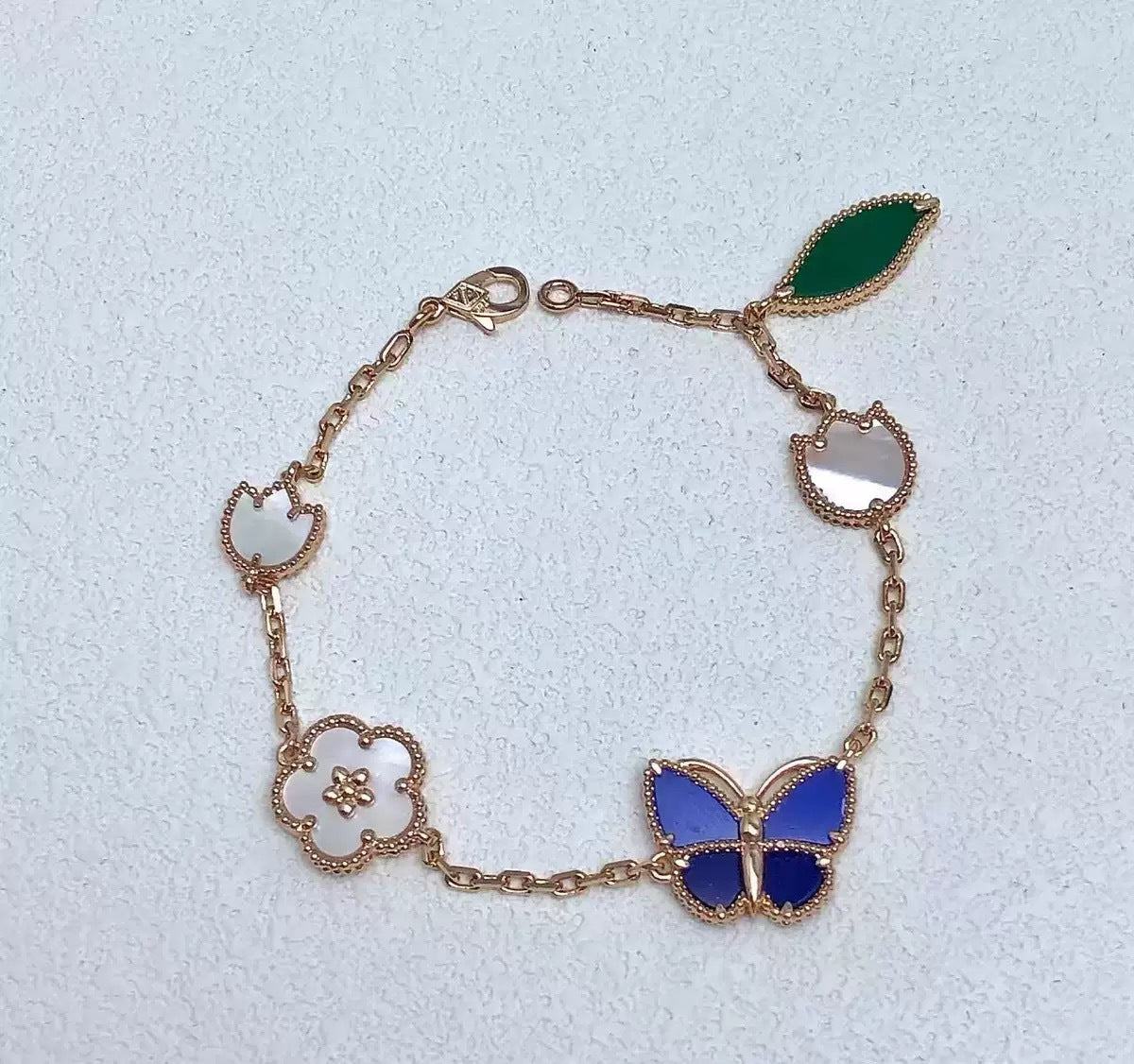 Women's Blue Butterfly Light Luxury Fashion Flower Design Agate Bracelet