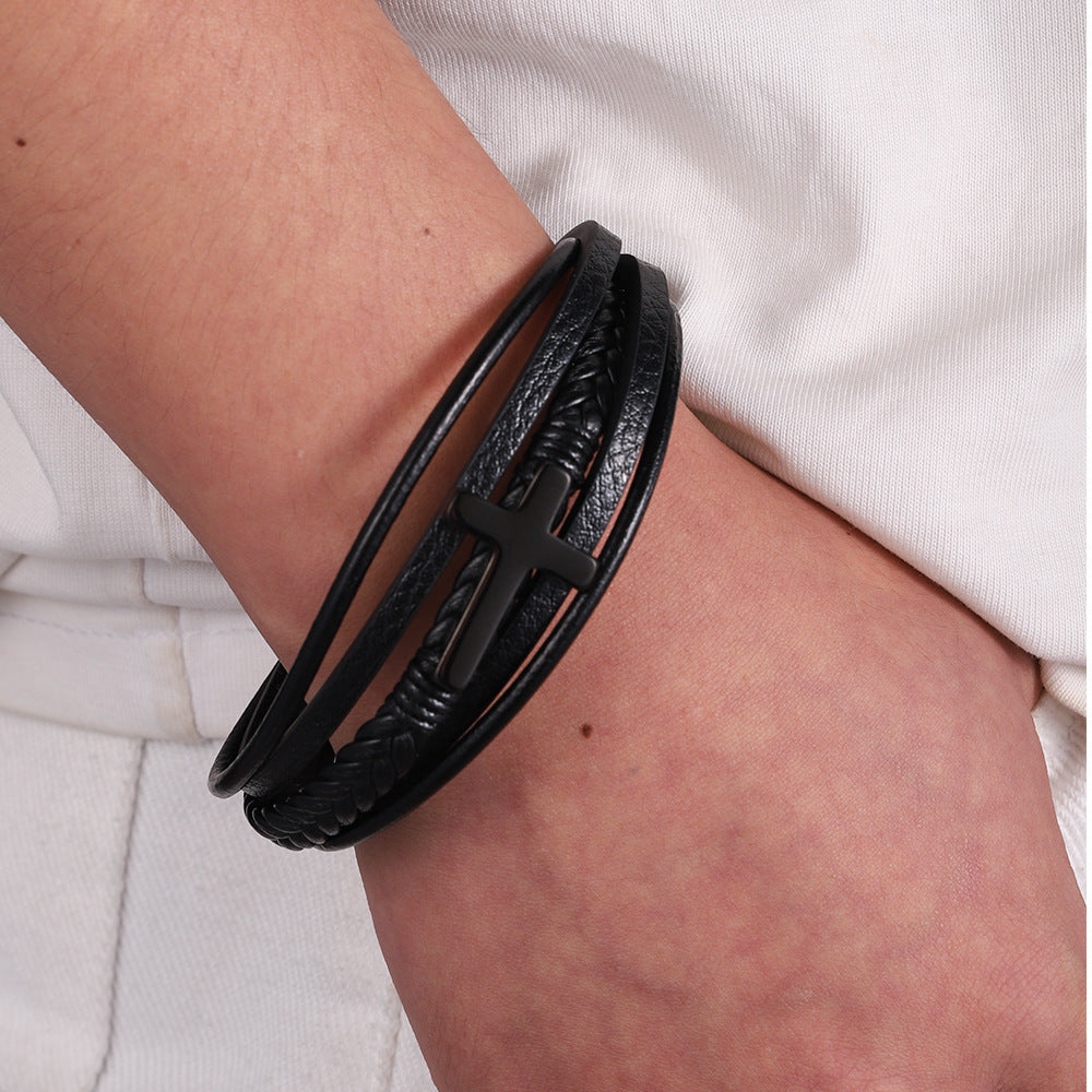 Men's Stainless Steel Ornament Leather Jewelry Titanium Bracelets