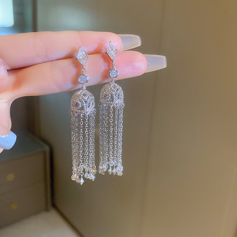 Chinese Style Flower Bamboo Tassel Fashion Trend Ear Hook Earrings