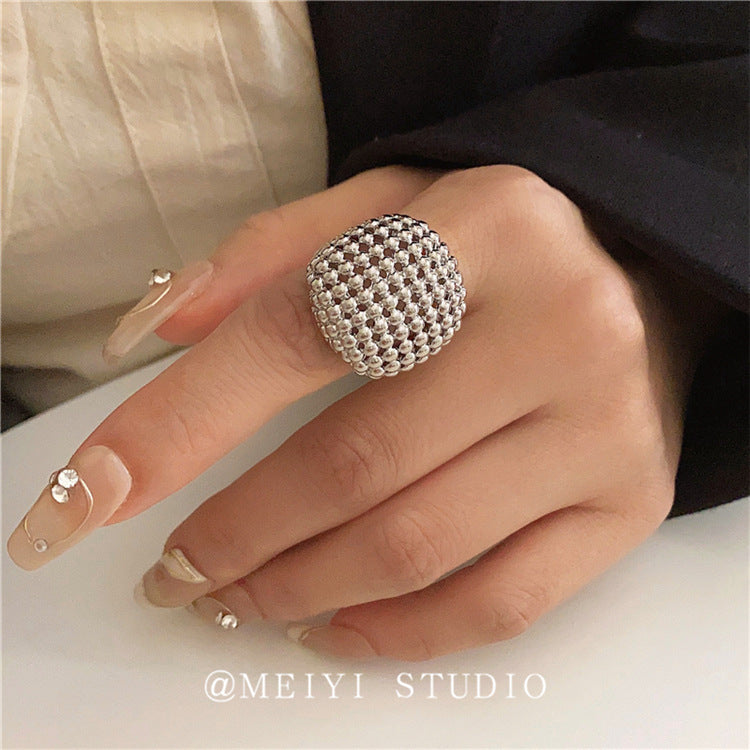 Wind Hollow Metal Geometry Square Live Rings