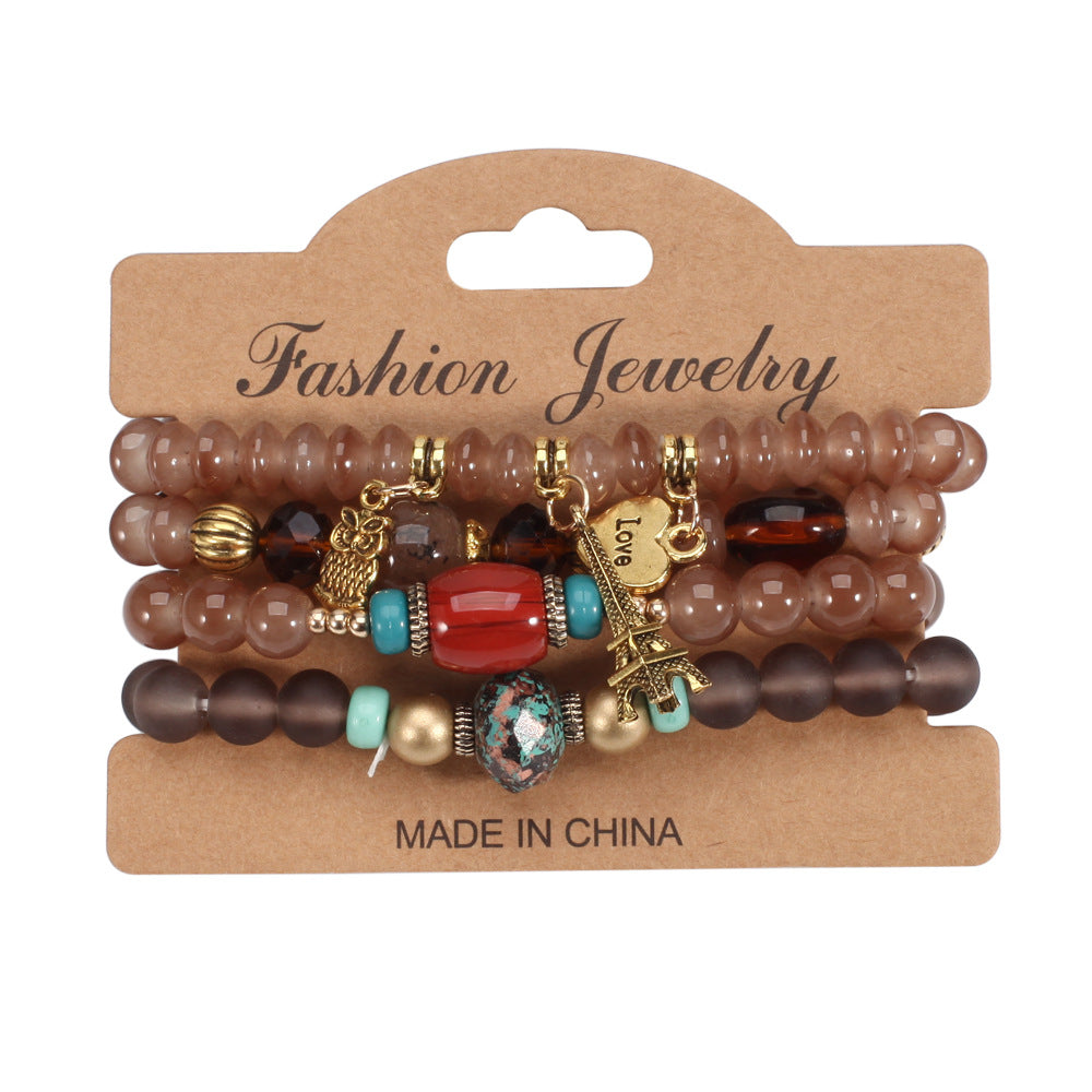 Bead Bohemian Owl Eiffel Tower Peace Bracelets