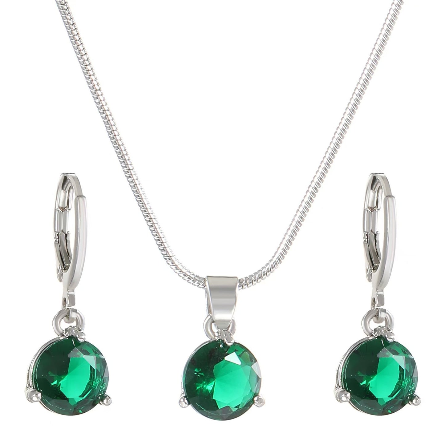 Jewelry Two-piece Set Round Multicolor Zircon Necklaces