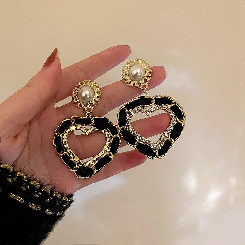 Sier Needle Flower Curved Irregular Pearl Baroque Vintage Earrings