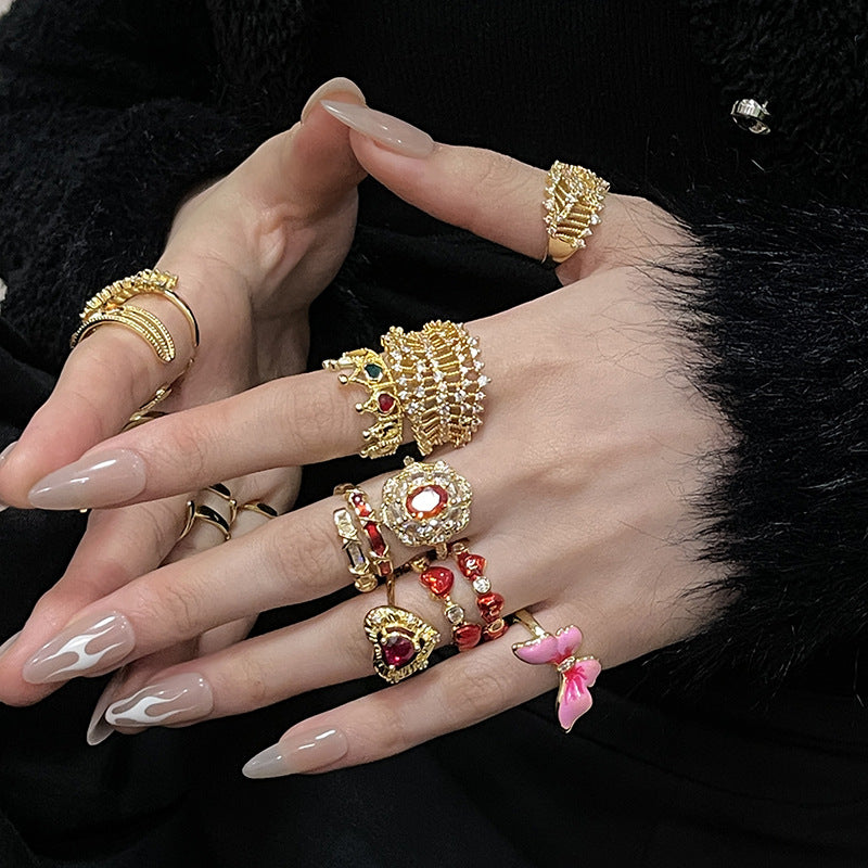 Women's Light Luxury High-grade Open Antique Retro Rings