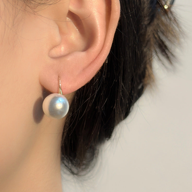 Simple French Retro Transparent Pink Pearl Light Luxury Earrings