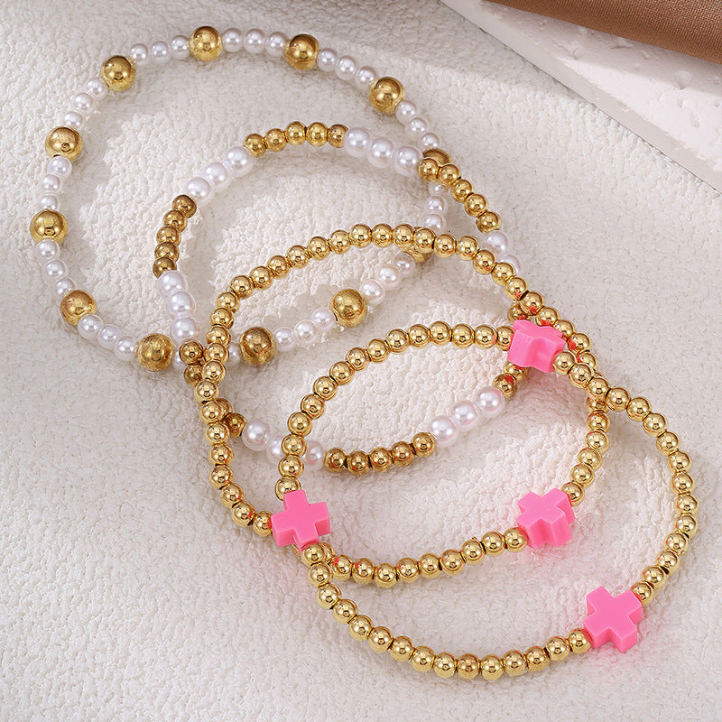 Plus Beaded Set Dopamine Mixed Color Bracelets