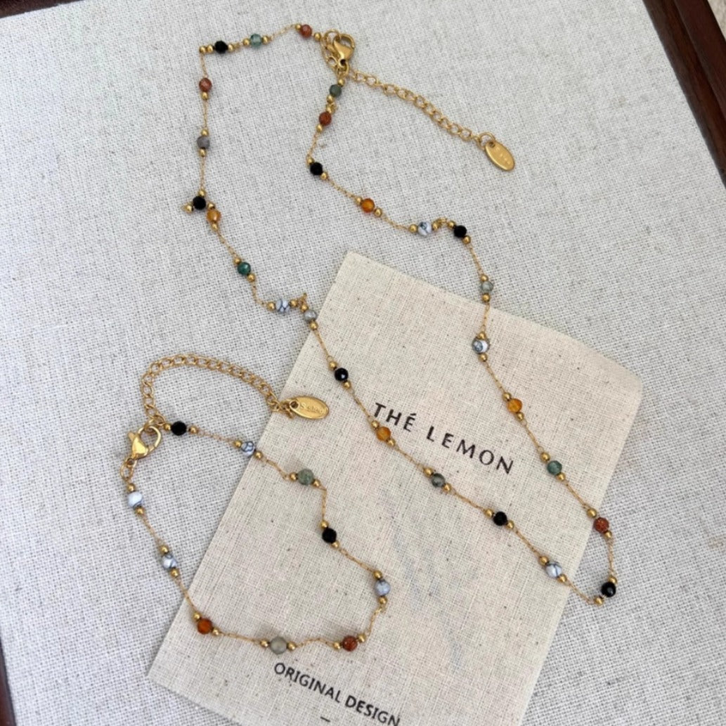Personality Simple Natural Silk Handmade Beaded Set Clavicle Necklaces