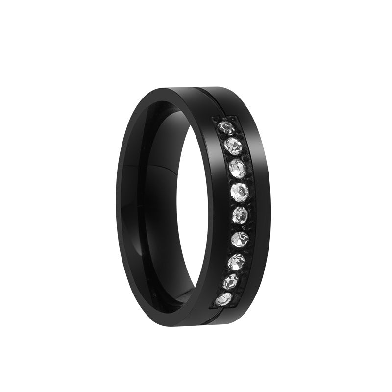 Accessories Stainless Steel Diamond Couple Zircon Rings