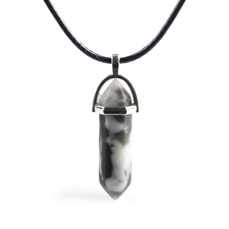 Natural Stone Hexagon Prism Fashion Crystal Necklaces