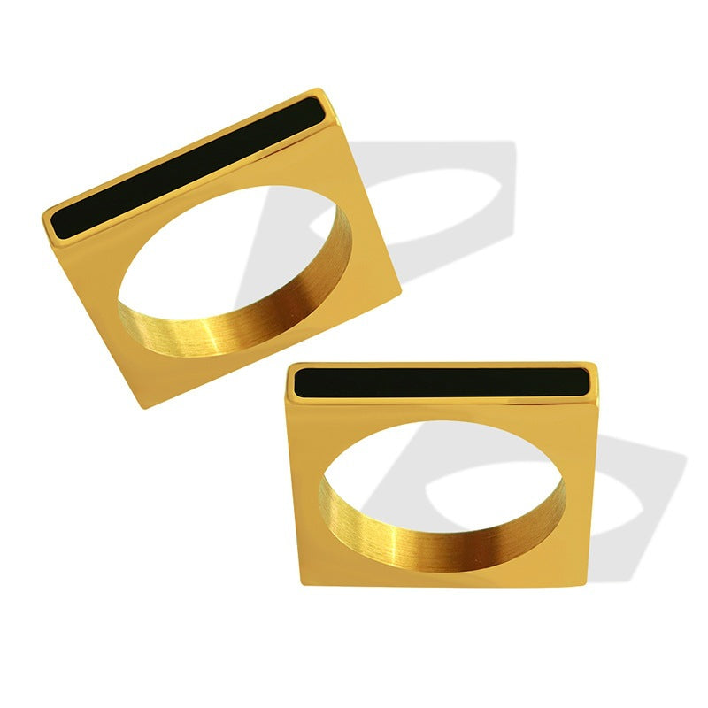 Niche Design Acrylic Geometric Titanium Steel Rings