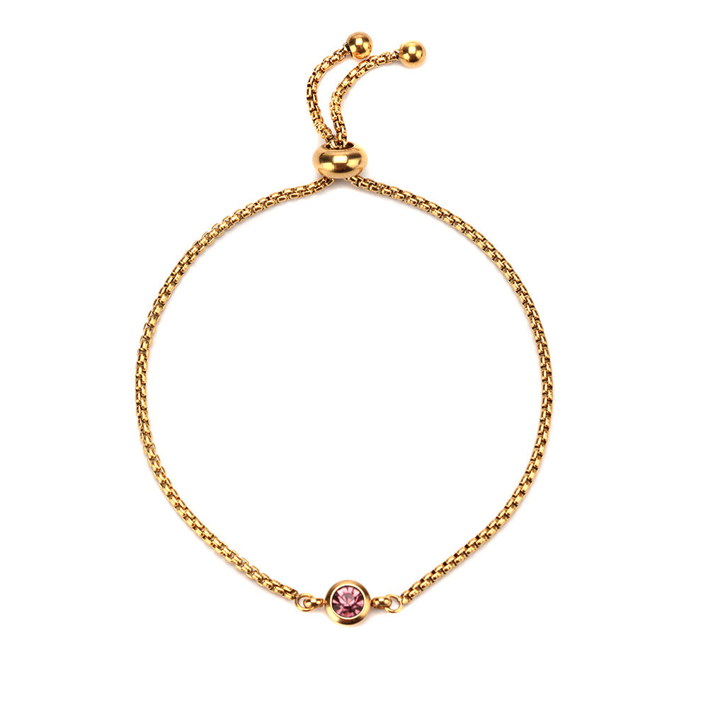 Women's Simple Stainless Steel Twee Birthstone Mother's Bracelets