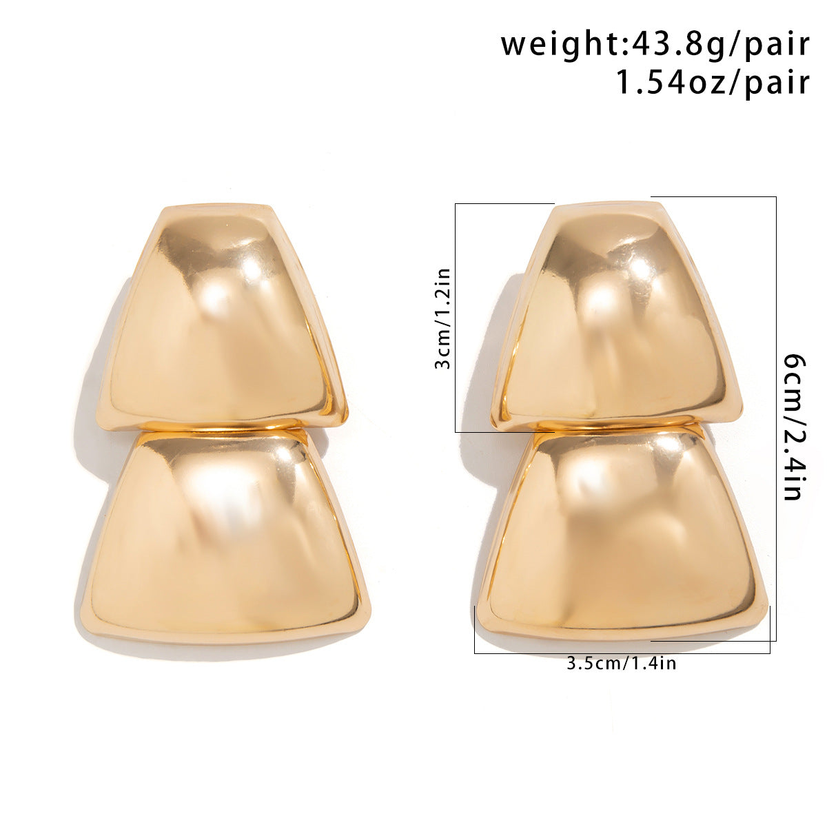 Metal Glossy Surface Folding Female Retro Earrings