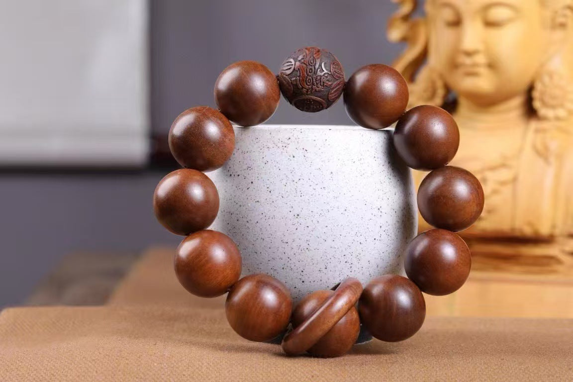 Men's Large Excellent Natural Lightning Strike Jujube Full Bracelet