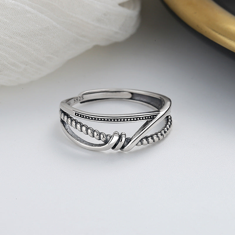 Sterling Sier Mixed Woven Twisted Lines Rings