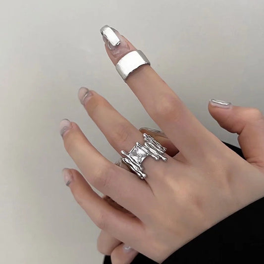 Irregular Cross Gemstone Index Finger Female Light Luxury Rings