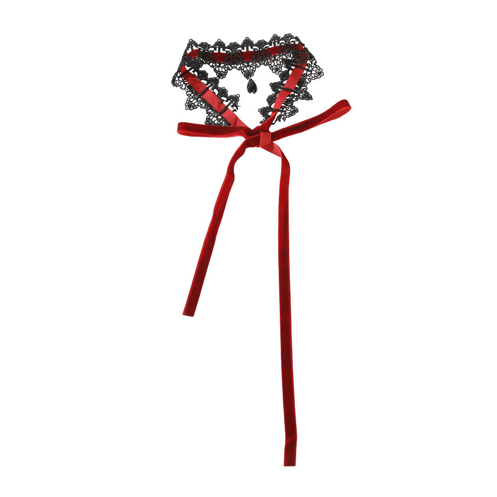 Sweet Lace Bow Dark Series Cool Hot Clavicle Chain Collar