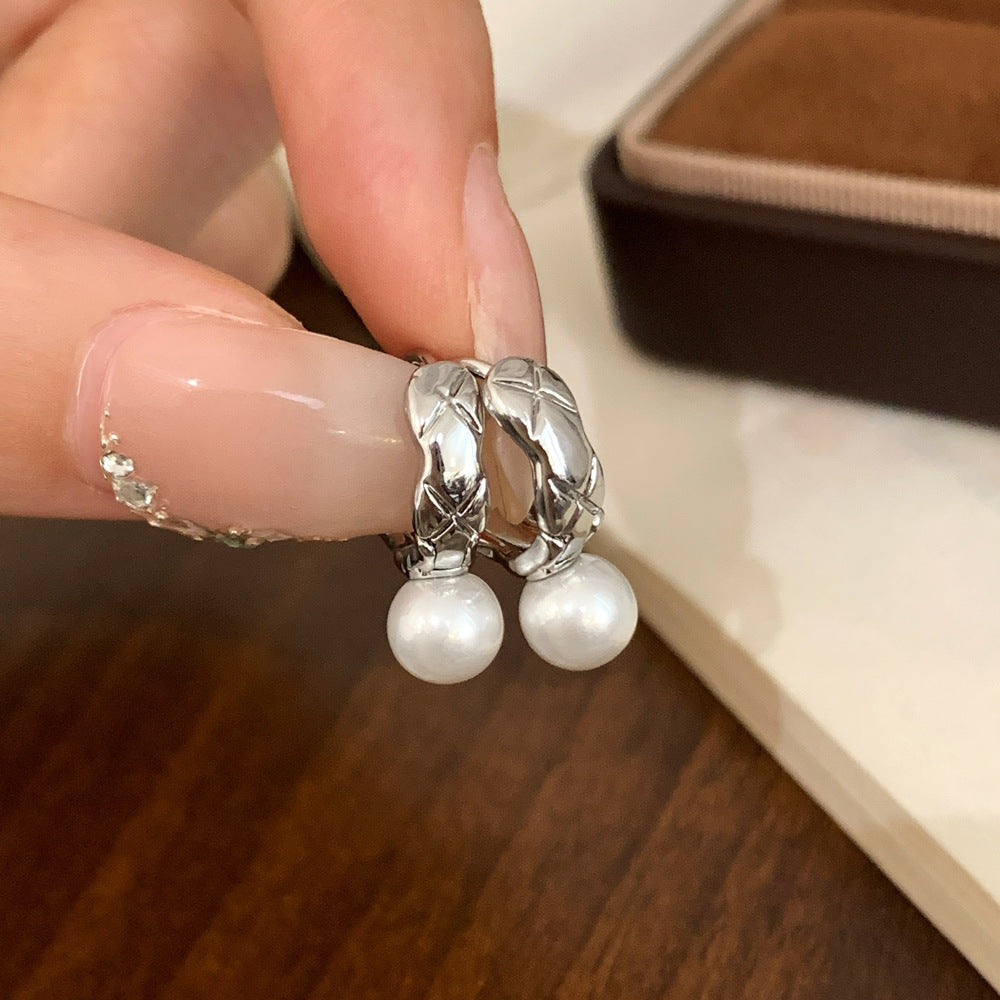 Light Luxury Diamond Plaid Road High-grade Pearl Exquisite Rings