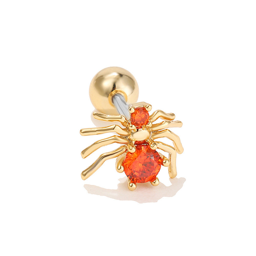 Animal Ear Bone Micro Inlaid Zircon Screw Puncture Earrings