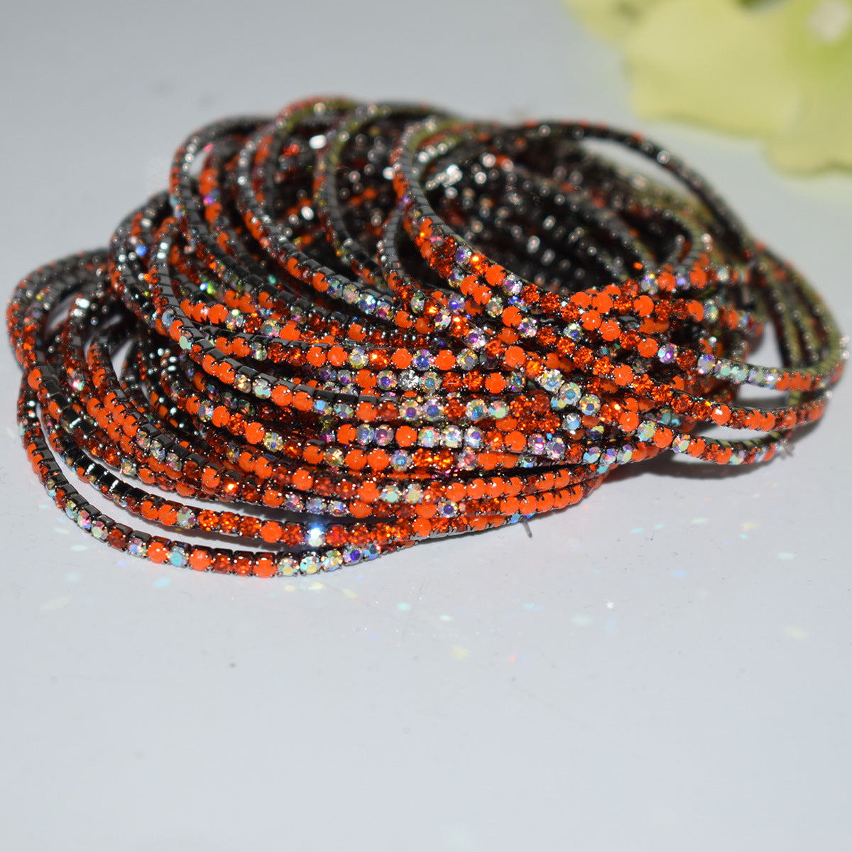 Row Colorful Rhinestone Female Live Grab Chain Bracelets