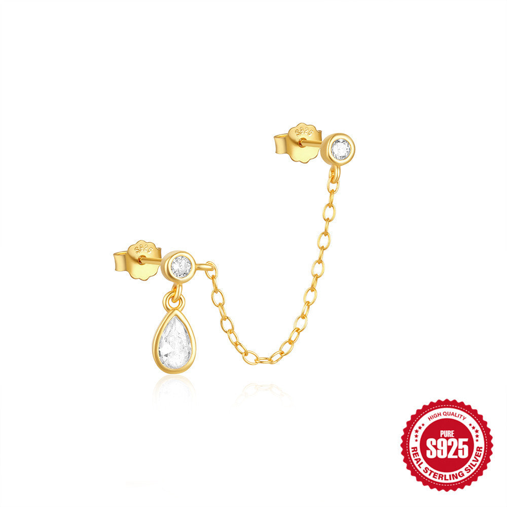 Star Tassel Moon Shape Studded With Water Drop Zircon Earrings