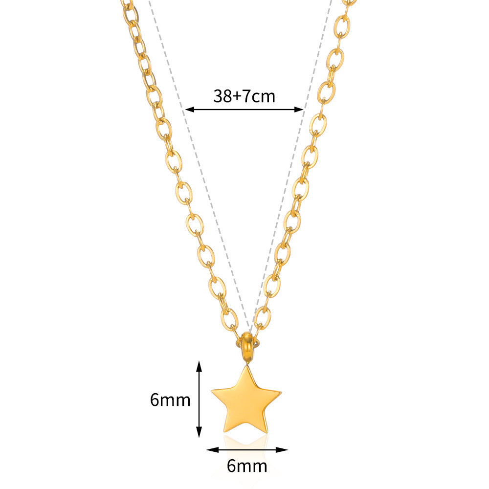 Women's Stainless Steel Five-pointed Star Moon Geometric Necklaces