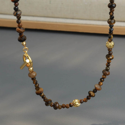 Natural Tigereye Irregular Beaded Accessories Niche Retro Clavicle Necklaces