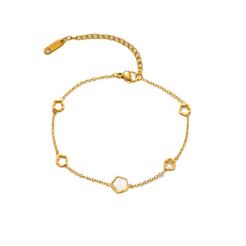 Steel Fashion White Shell Little Flower Female Bracelets