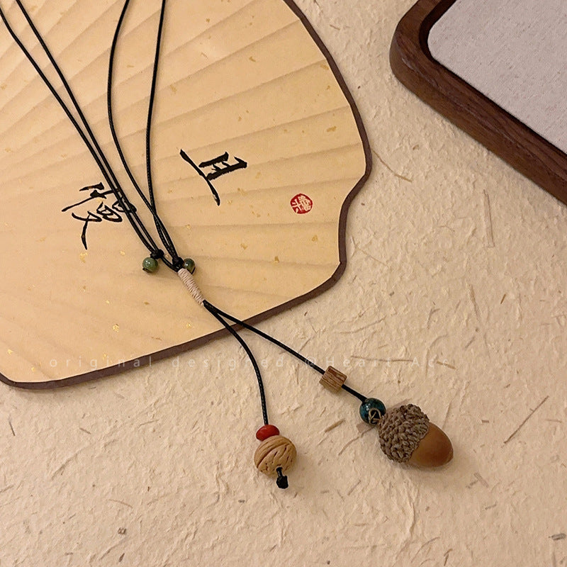 Women's Ceramic Pine Nuts Woven Retro Ethnic Style Necklaces