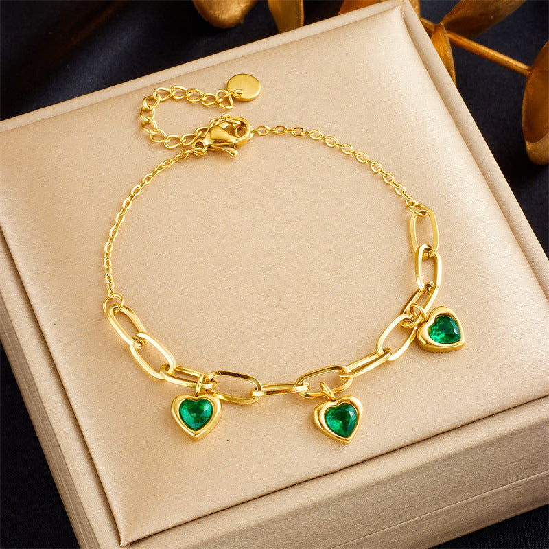 Niche Retro Gold-plated Fashion Colorful Gem Bracelets