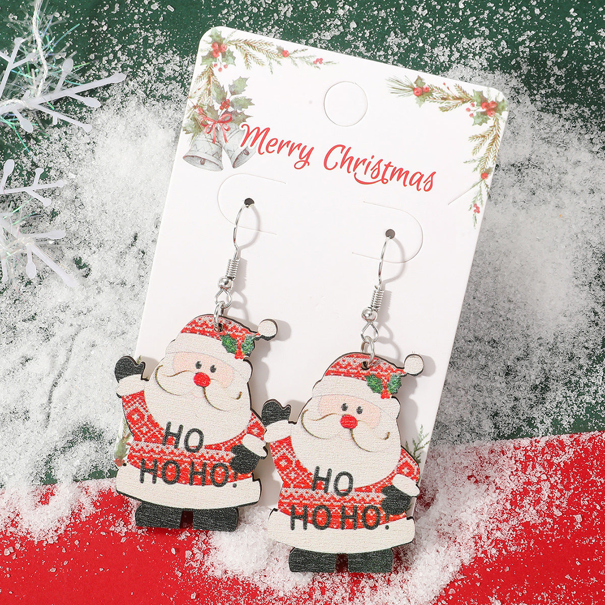 Series Cartoon Cute Creative Design Santa Claus Moon Earrings