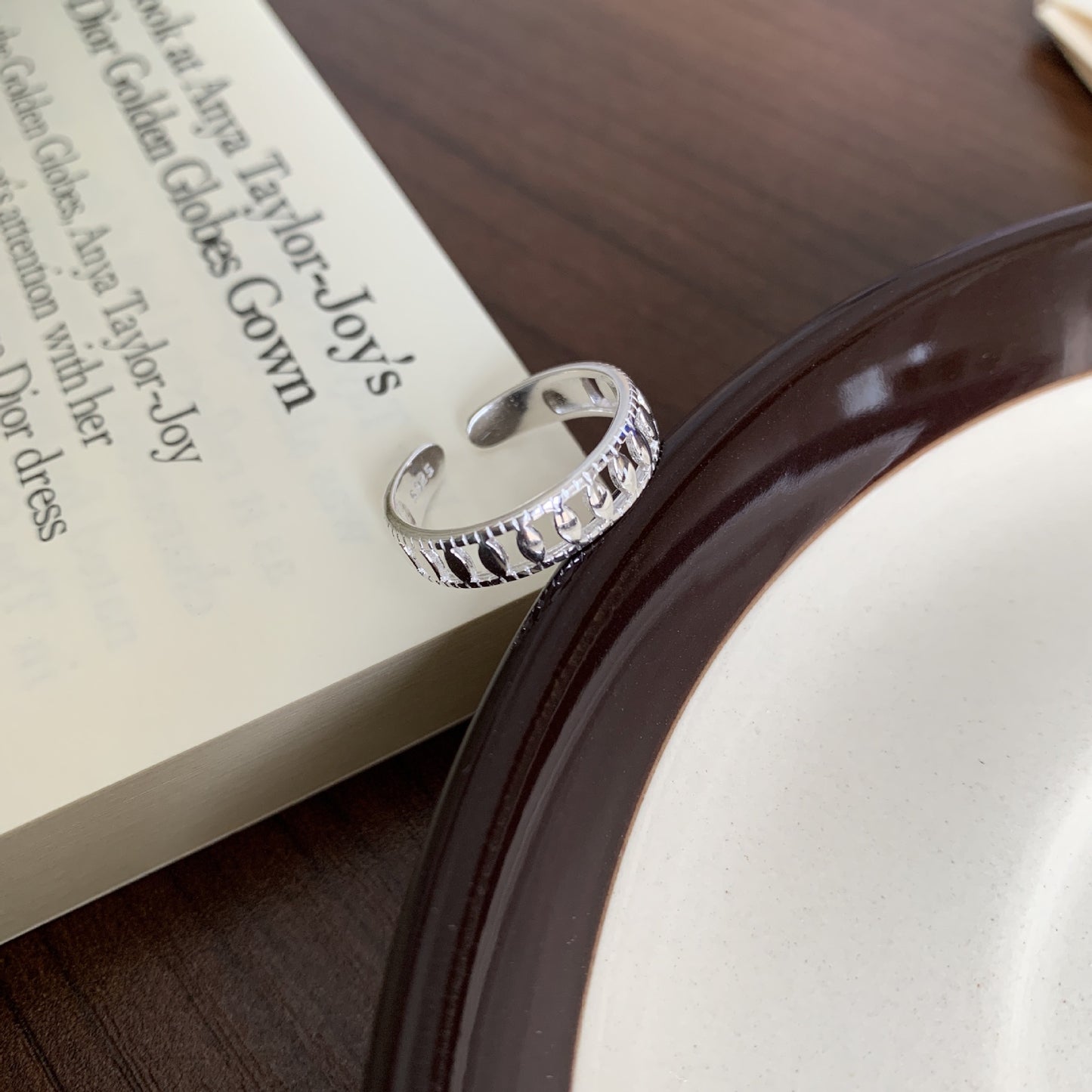 Fan Korean Jewelry Sterling Sier Olive Hollow Simple Rings