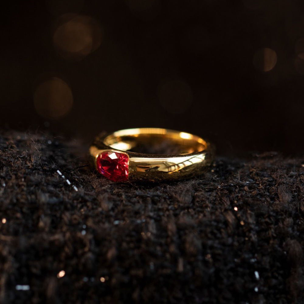Women's & Men's Simple Ruby Emerald Fashion Ornament Personality Rings