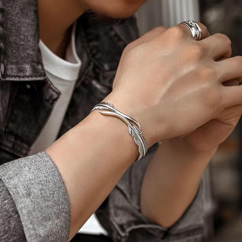 Men's Vintage Thai Sier Woven Twisted Open-ended Bracelets