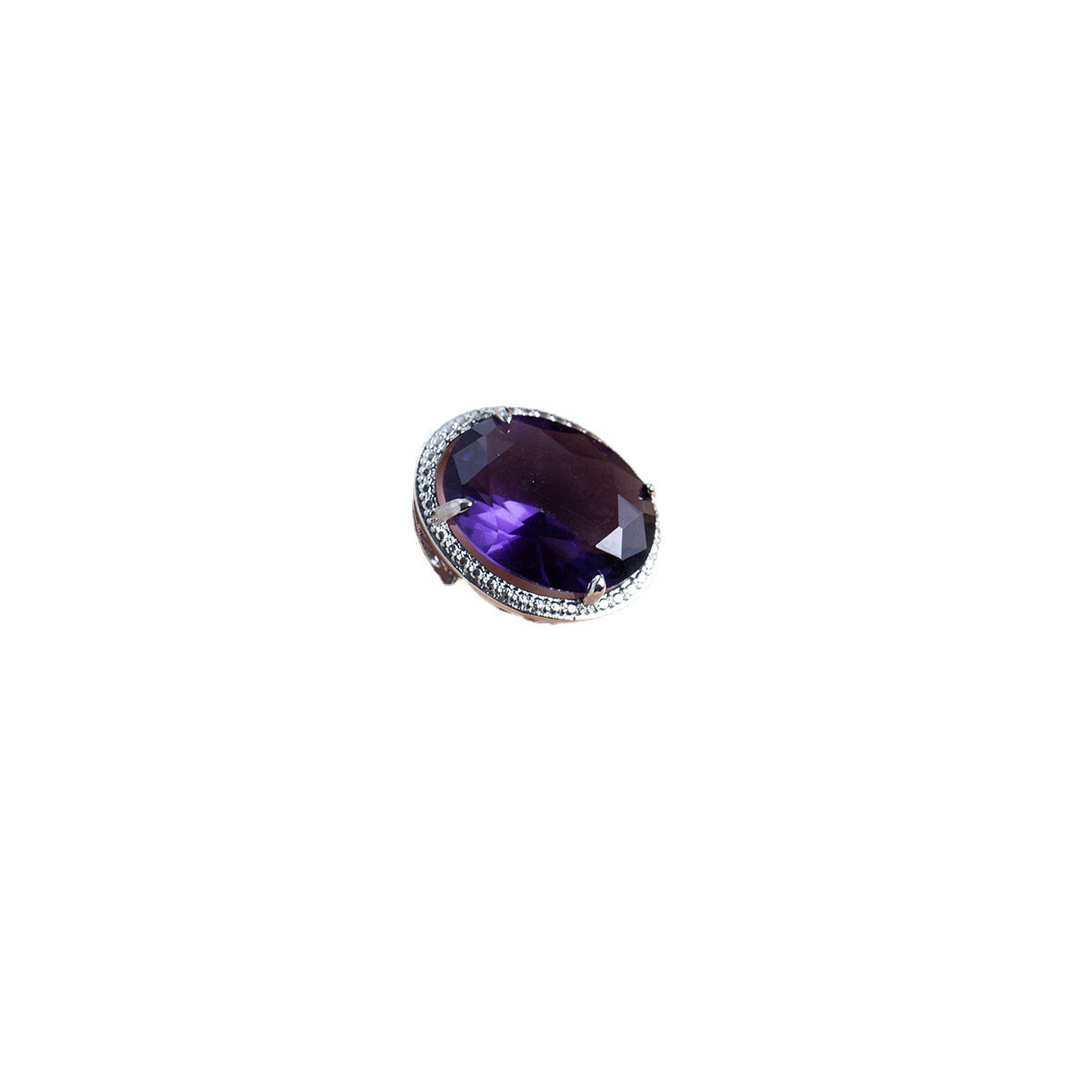 Inlaid Synthetic Amethyst Zircon Exaggerated Egg-shaped Rings