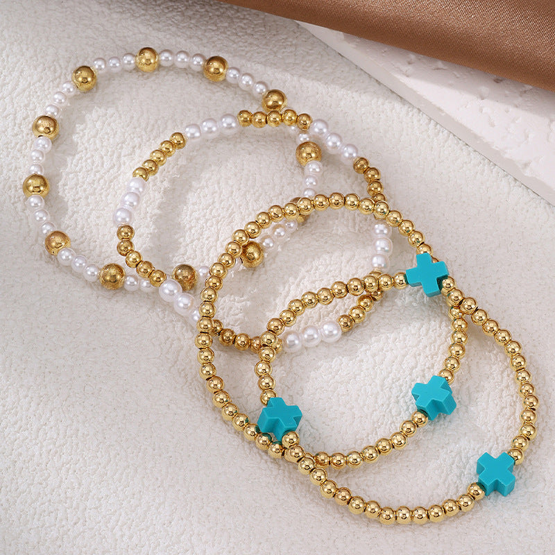 Plus Beaded Set Dopamine Mixed Color Bracelets