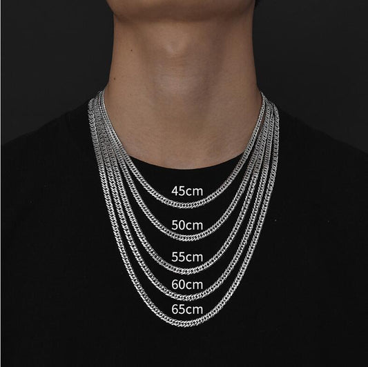 Men's Stainless Steel Double Buckle Titanium Simple Necklaces